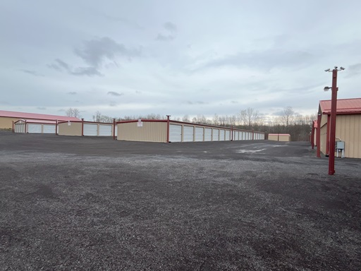 Large driveways and aisles between storage buildings
