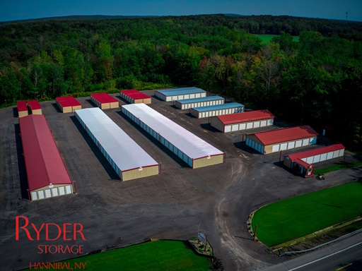 Aerial overview of Ryder Storage buildings and driveways